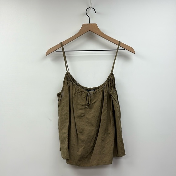 J. Crew Crinkle Keyhole Cami Spaghetti Strap Tank Top Olive Green Large - Picture 4 of 8
